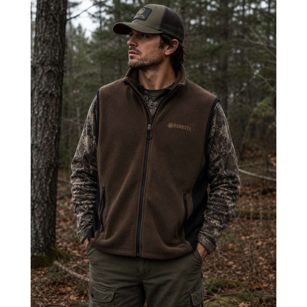 Beretta Men’s XXL Polartec Fleece Vest Brown Hunting Shooting Gorpcore Outdoor